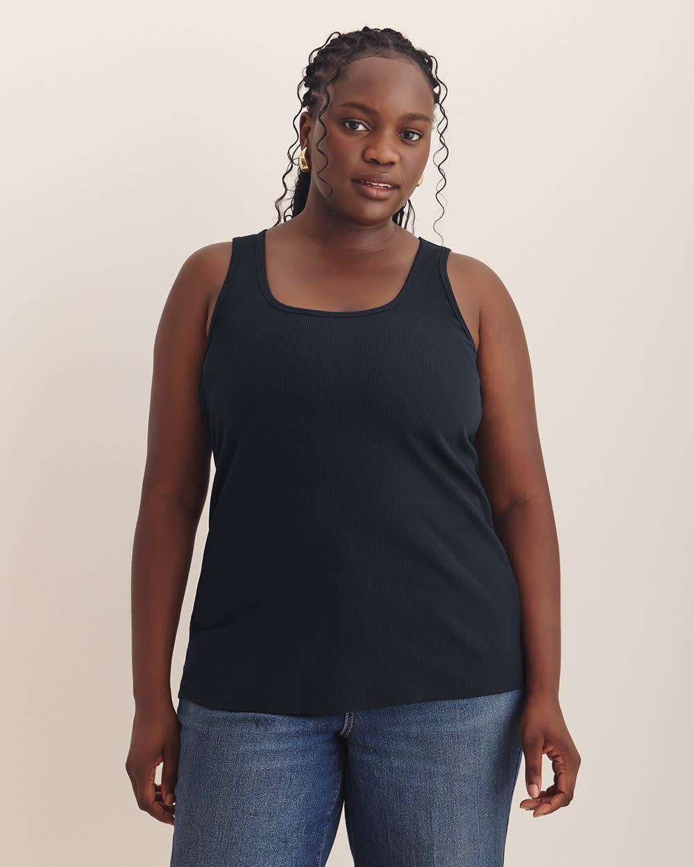 Scoop-Neck Ribbed Knit Tank Top - PENN. Essentials Sky captain 1 Scoop-Neck Ribbed Knit Tank Top - PENN. Essentials Sky captain