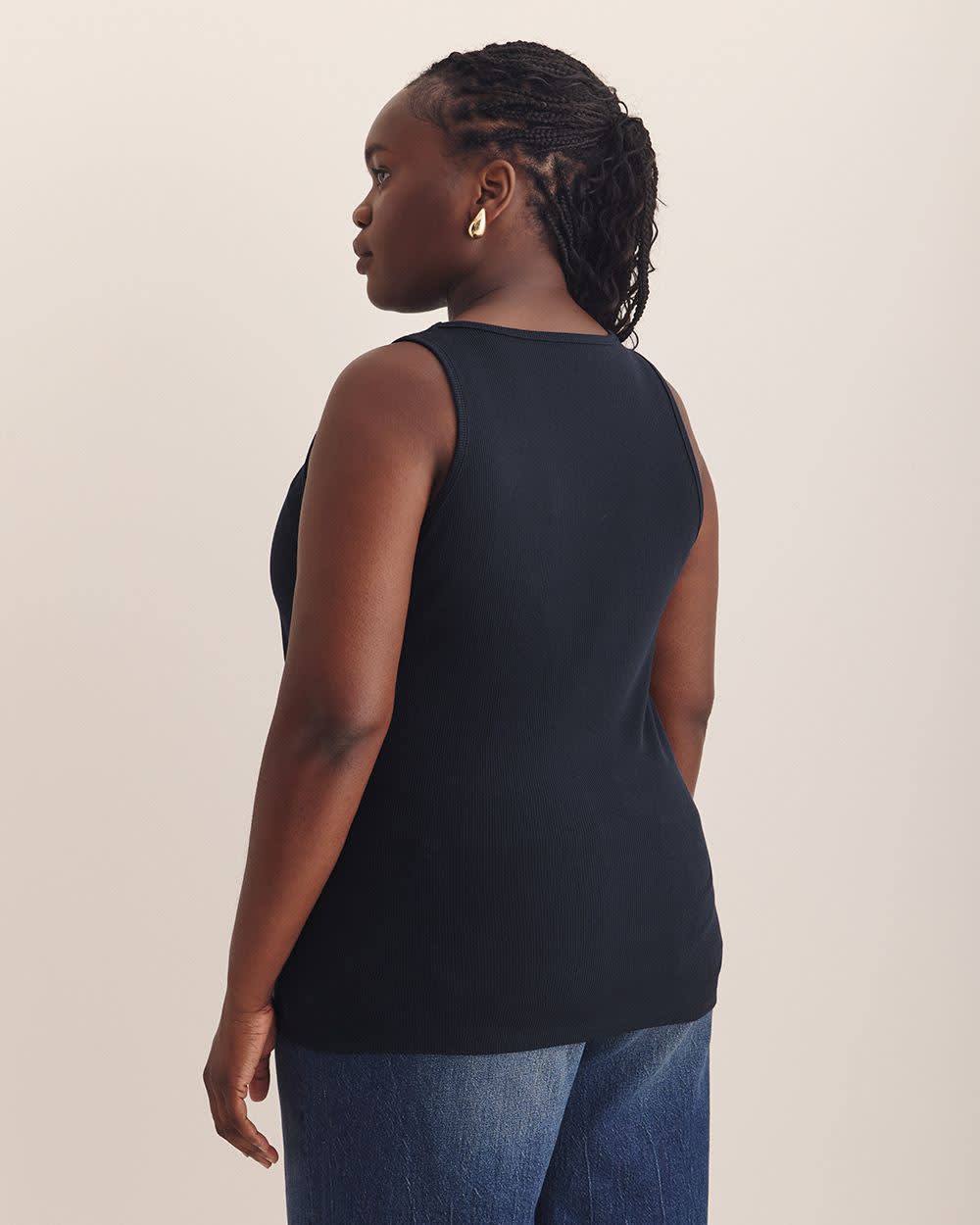 Scoop-Neck Ribbed Knit Tank Top - PENN. Essentials Sky captain 3 Scoop-Neck Ribbed Knit Tank Top - PENN. Essentials Sky captain