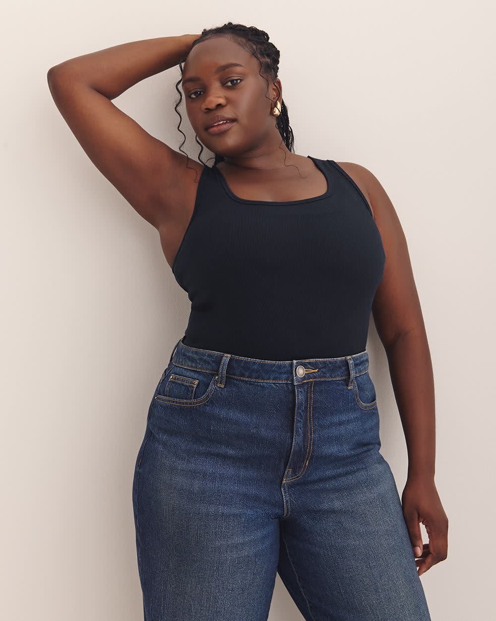 Scoop-Neck Ribbed Knit Tank Top - PENN. Essentials Sky captain 5 Scoop-Neck Ribbed Knit Tank Top - PENN. Essentials Sky captain