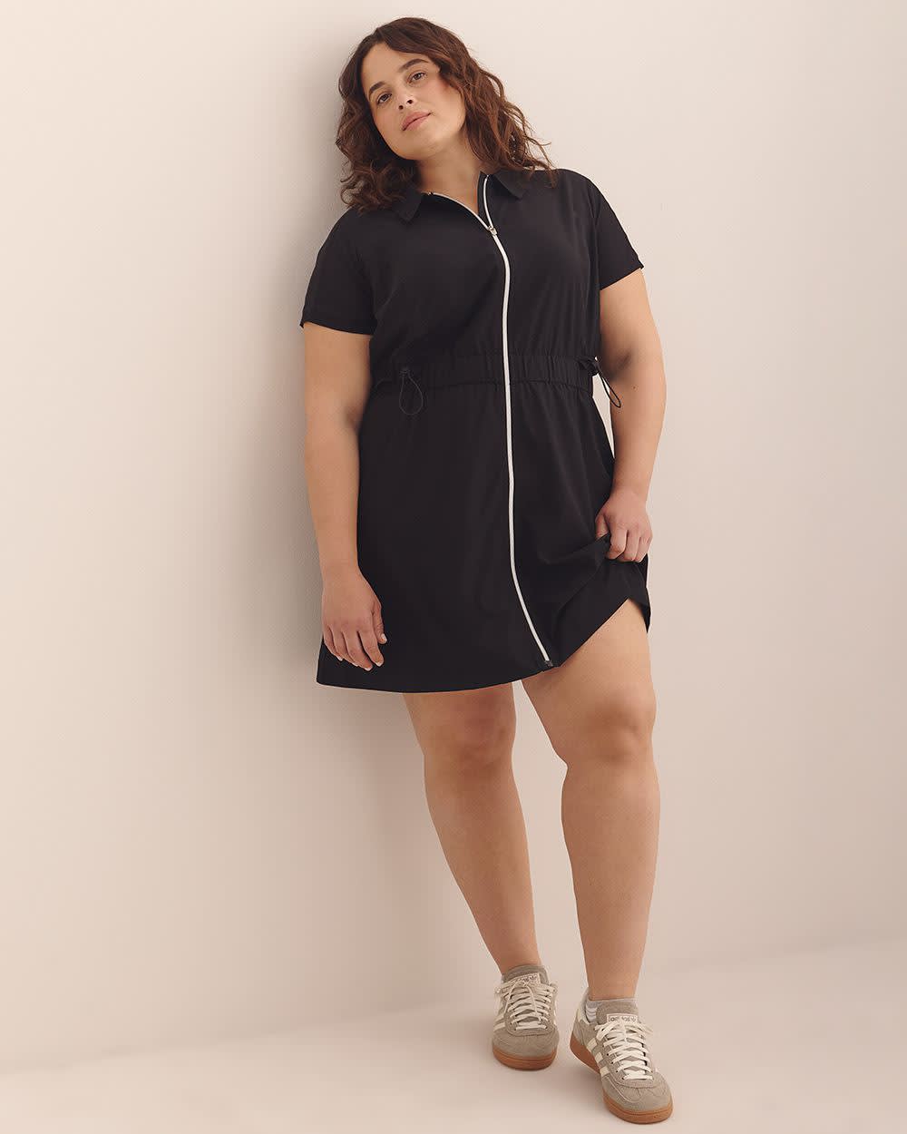Responsible, 4-Way Stretch Zippered Dress with collar - Active Zone Black 1 Responsible, 4-Way Stretch Zippered Dress with collar - Active Zone Black