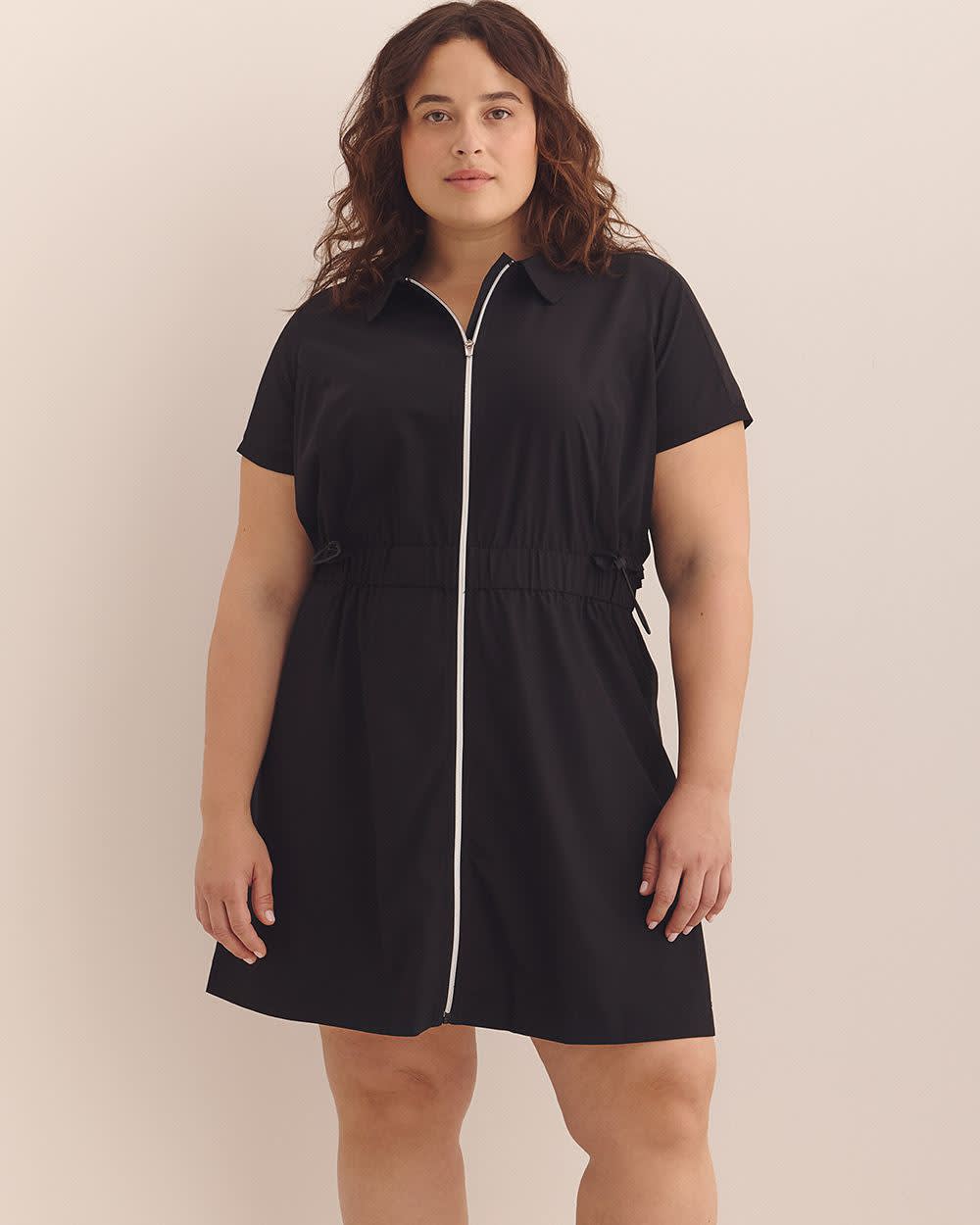 Responsible, 4-Way Stretch Zippered Dress with collar - Active Zone Black 2 Responsible, 4-Way Stretch Zippered Dress with collar - Active Zone Black