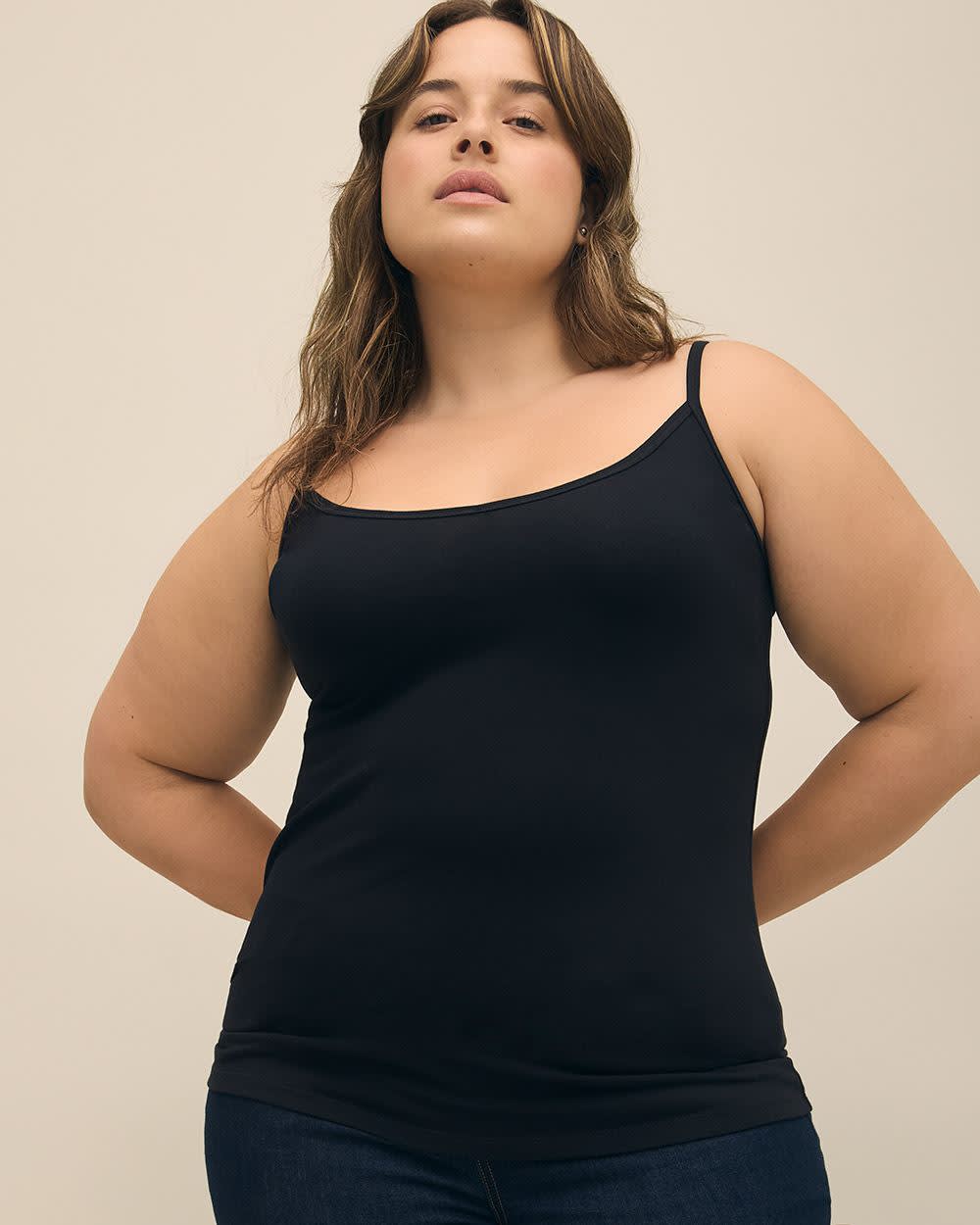 Solid Fitted Cami With Adjustable Straps - PENN. Essentials Black 1 Solid Fitted Cami With Adjustable Straps - PENN. Essentials Black