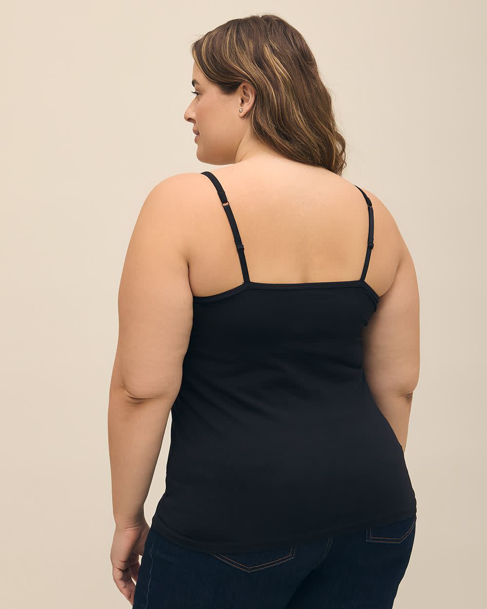 Solid Fitted Cami With Adjustable Straps - PENN. Essentials Black 3 Solid Fitted Cami With Adjustable Straps - PENN. Essentials Black