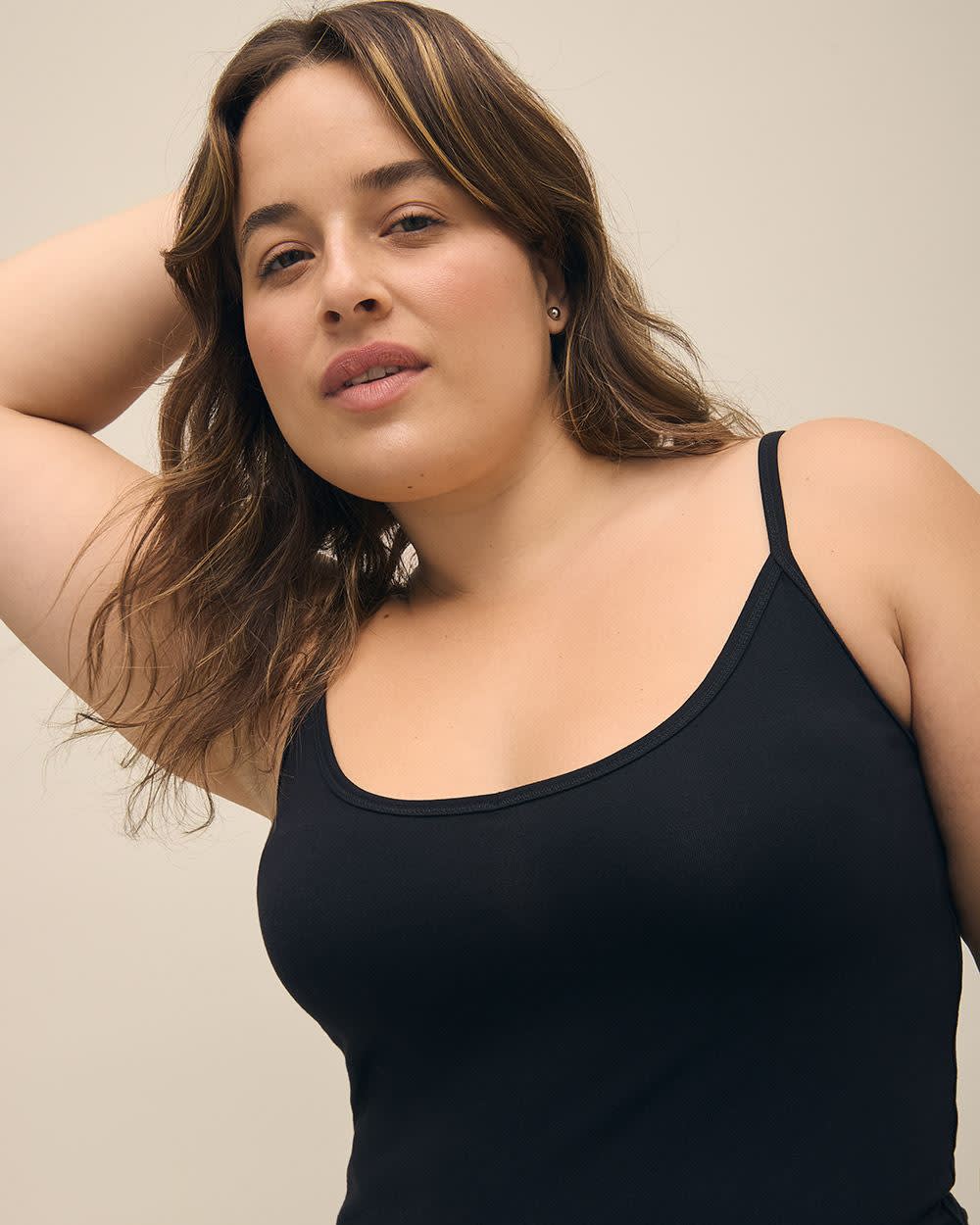 Solid Fitted Cami With Adjustable Straps - PENN. Essentials Black 4 Solid Fitted Cami With Adjustable Straps - PENN. Essentials Black