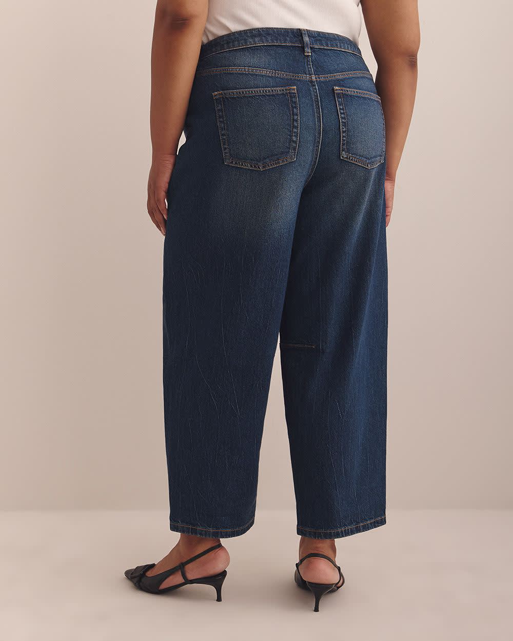 High-Rise Barrel-Leg Jeans - d/C JEANS Medium dark blue denim