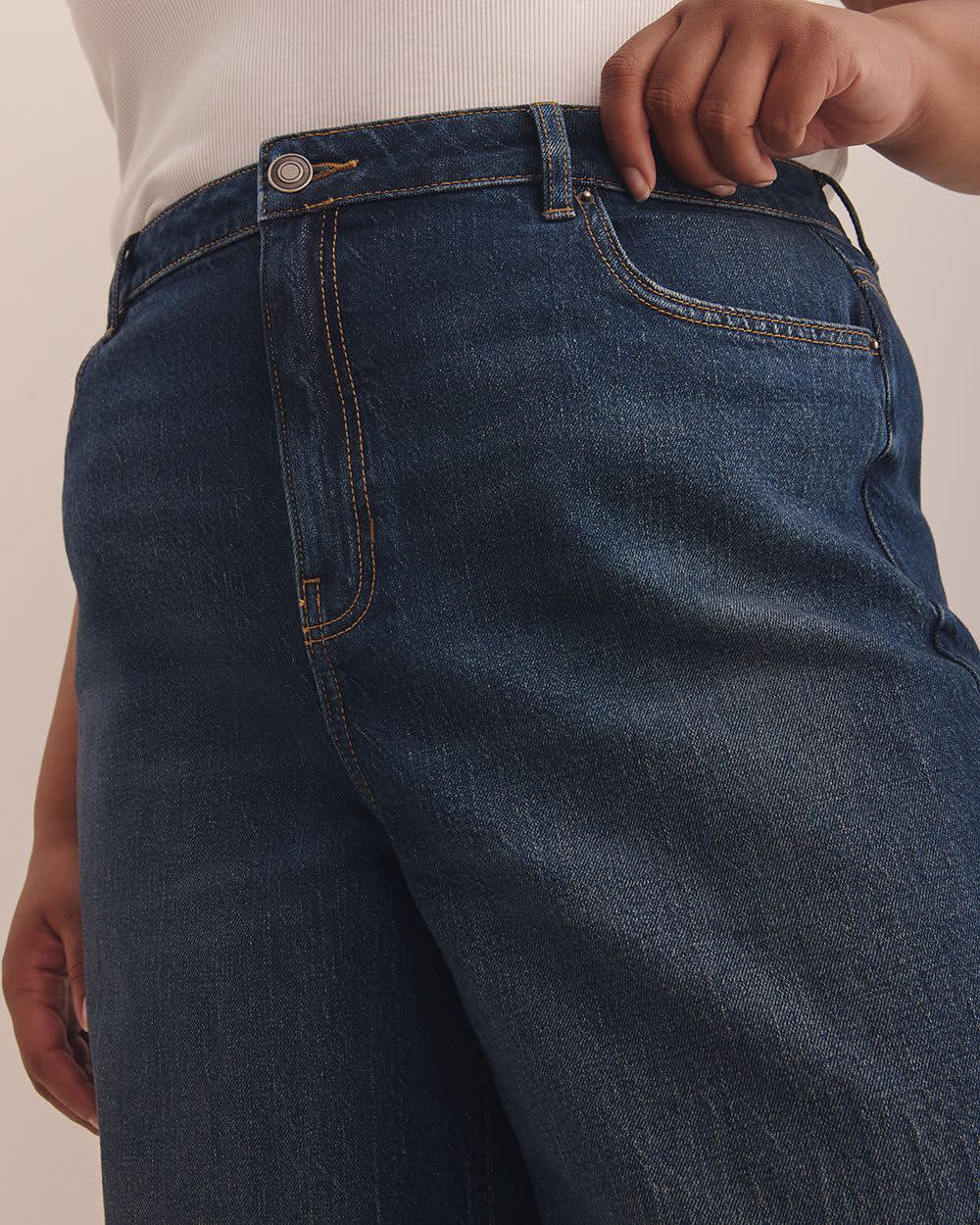 High-Rise Barrel-Leg Jeans - d/C JEANS Medium dark blue denim