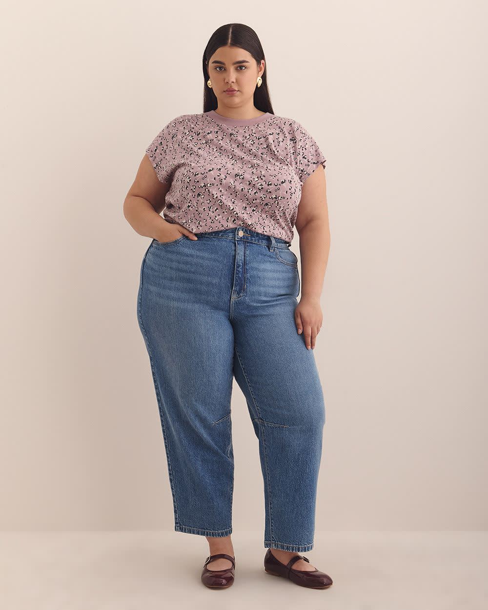 High-Rise Barrel-Leg Jeans - d/C JEANS Medium blue denim