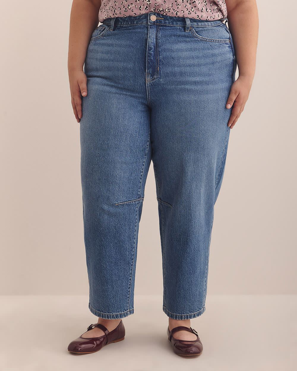 High-Rise Barrel-Leg Jeans - d/C JEANS Medium blue denim