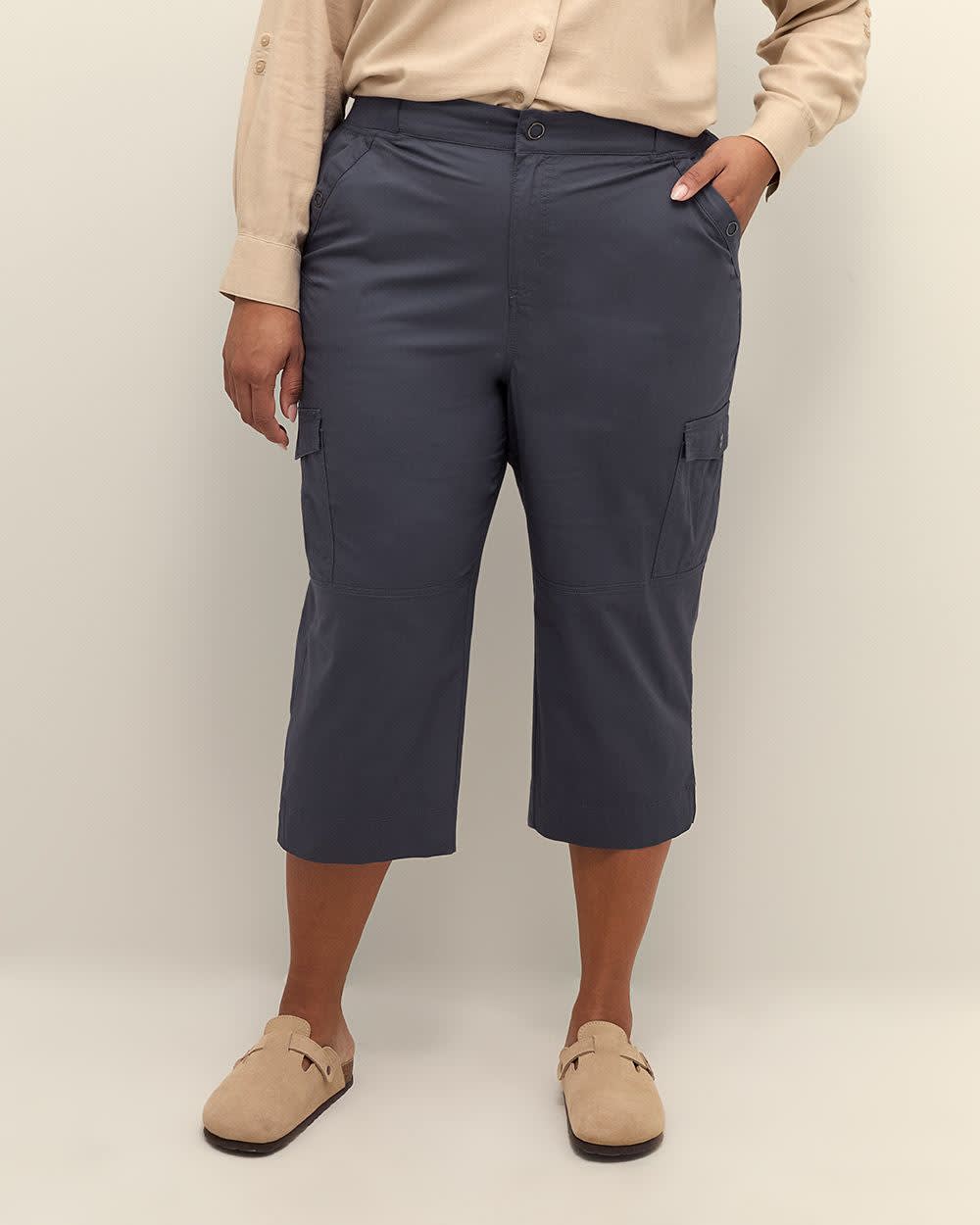 Cotton Capri with Ribbed Waistband Odyssey gray
