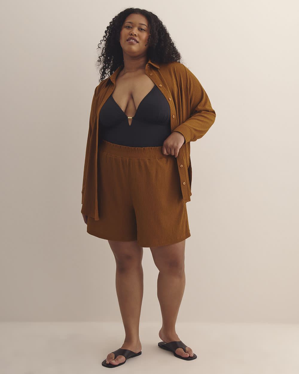 Textured Knit Pull-On Short Glazed ginger 1 Textured Knit Pull-On Short Glazed ginger