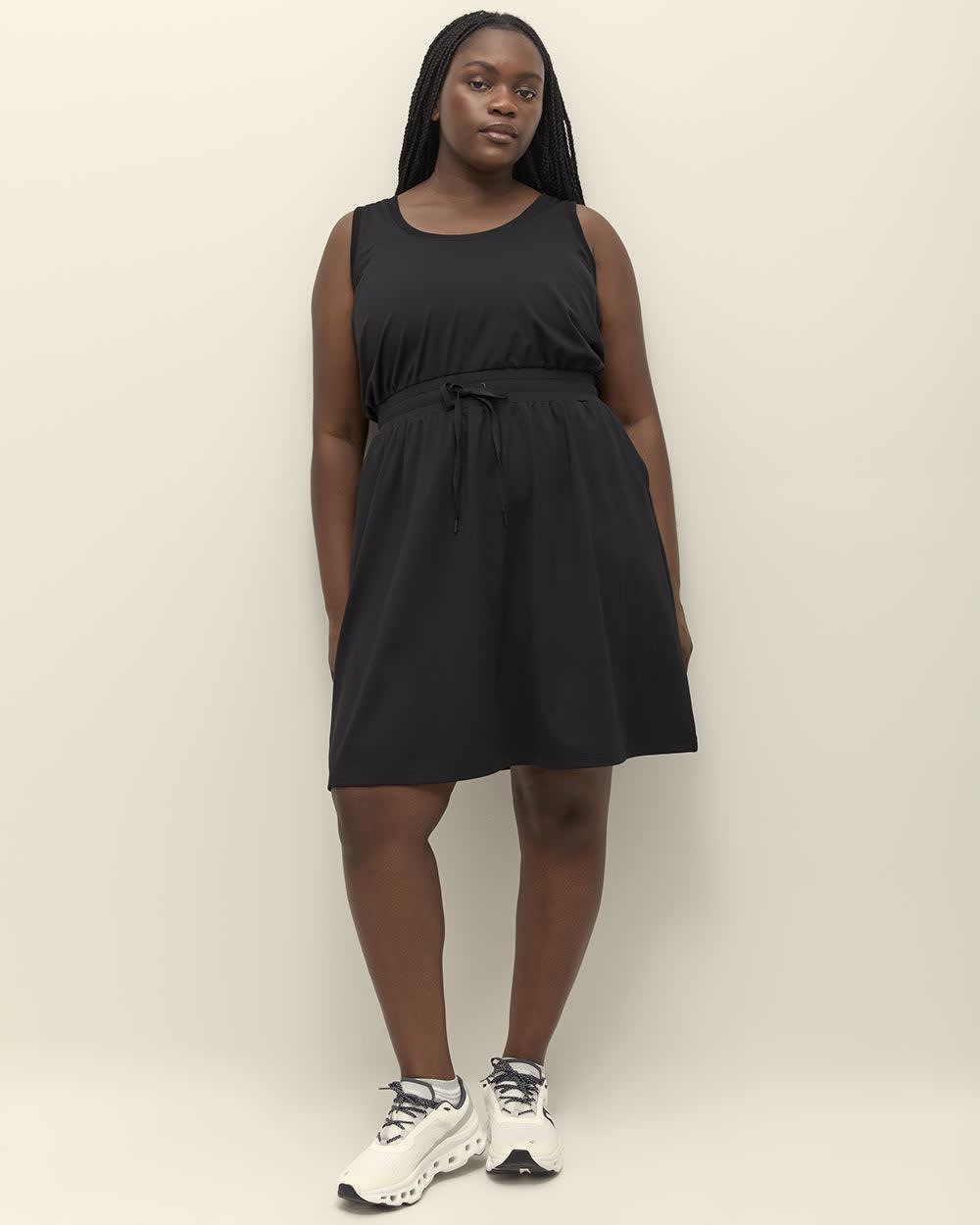 Responsible, Sleeveless Dress with Cinched Waist - Active Zone Black