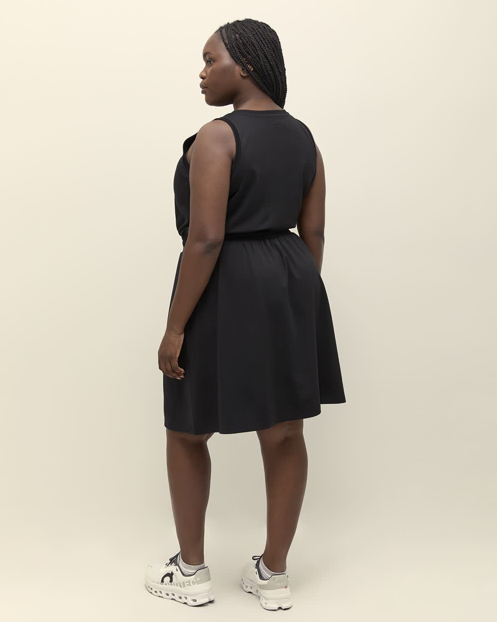 Responsible, Sleeveless Dress with Cinched Waist - Active Zone Black