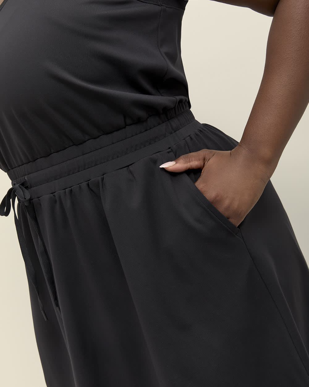 Responsible, Sleeveless Dress with Cinched Waist - Active Zone Black