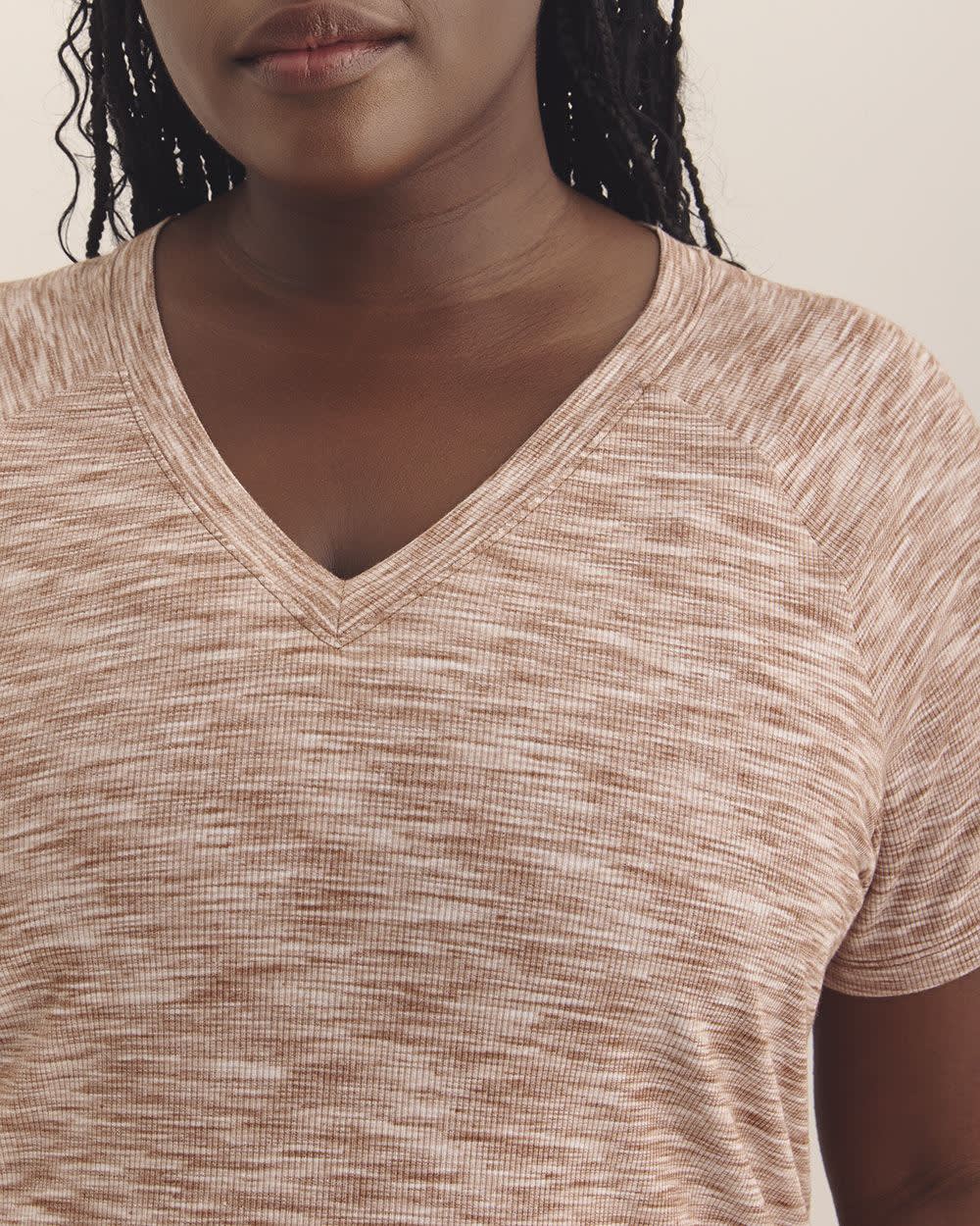 Ribbed V-Neck Short-Sleeve T-Shirt - Active Zone Baltic amber space dye 4 Ribbed V-Neck Short-Sleeve T-Shirt - Active Zone Baltic amber space dye