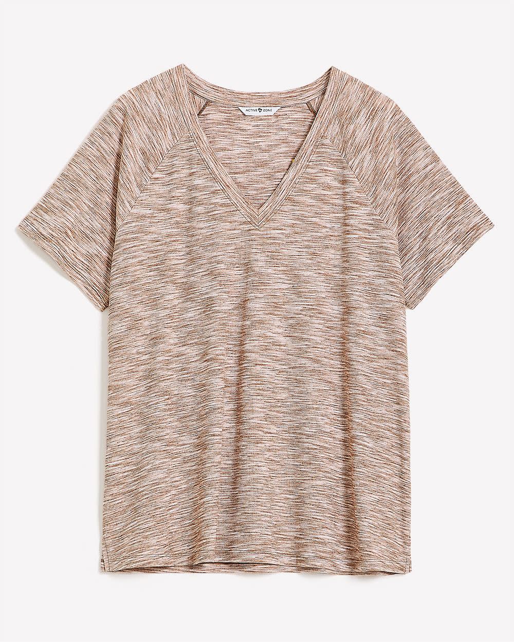 Ribbed V-Neck Short-Sleeve T-Shirt - Active Zone Baltic amber space dye 5 Ribbed V-Neck Short-Sleeve T-Shirt - Active Zone Baltic amber space dye