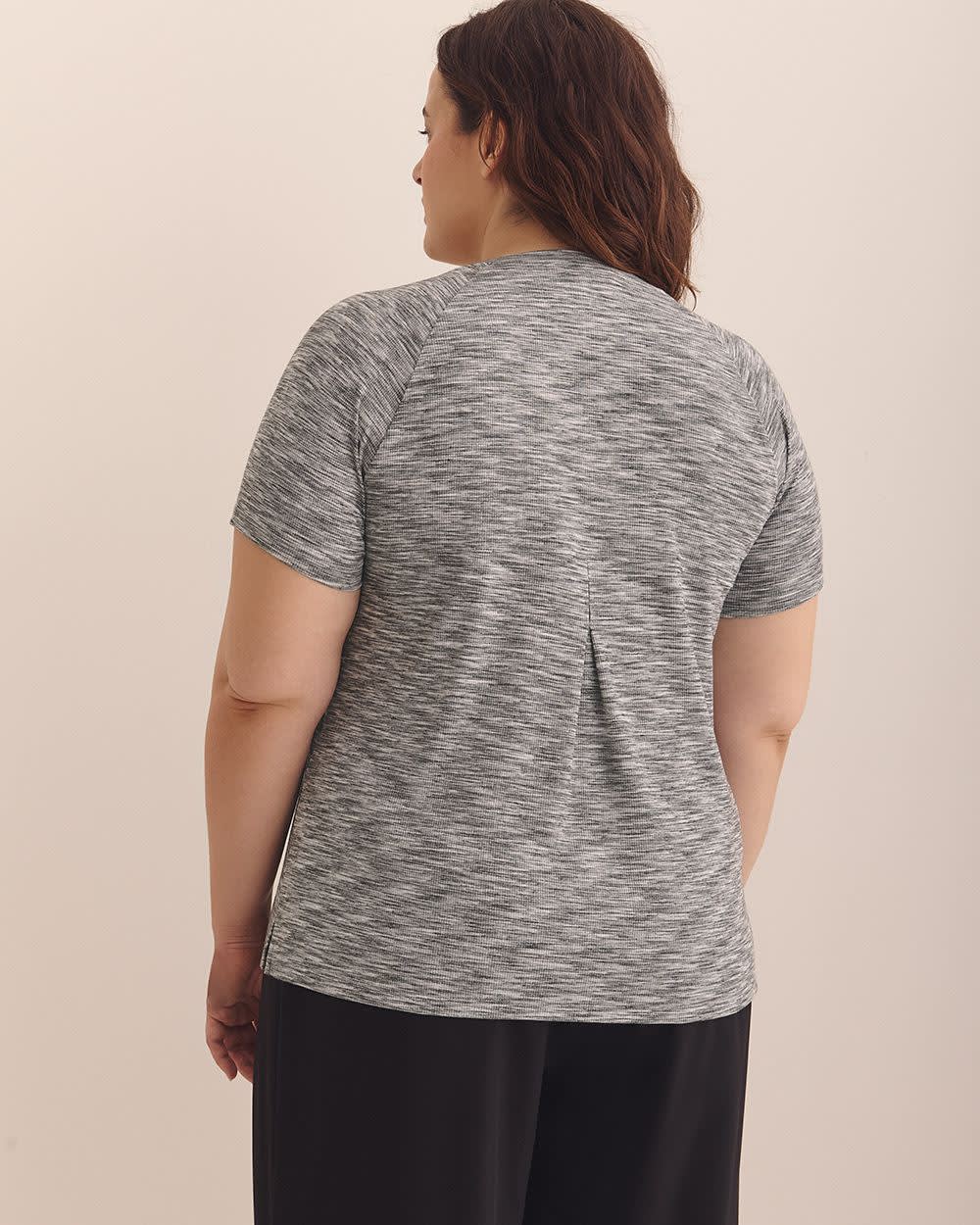 Ribbed V-Neck Short-Sleeve T-Shirt - Active Zone Asphalt space dye