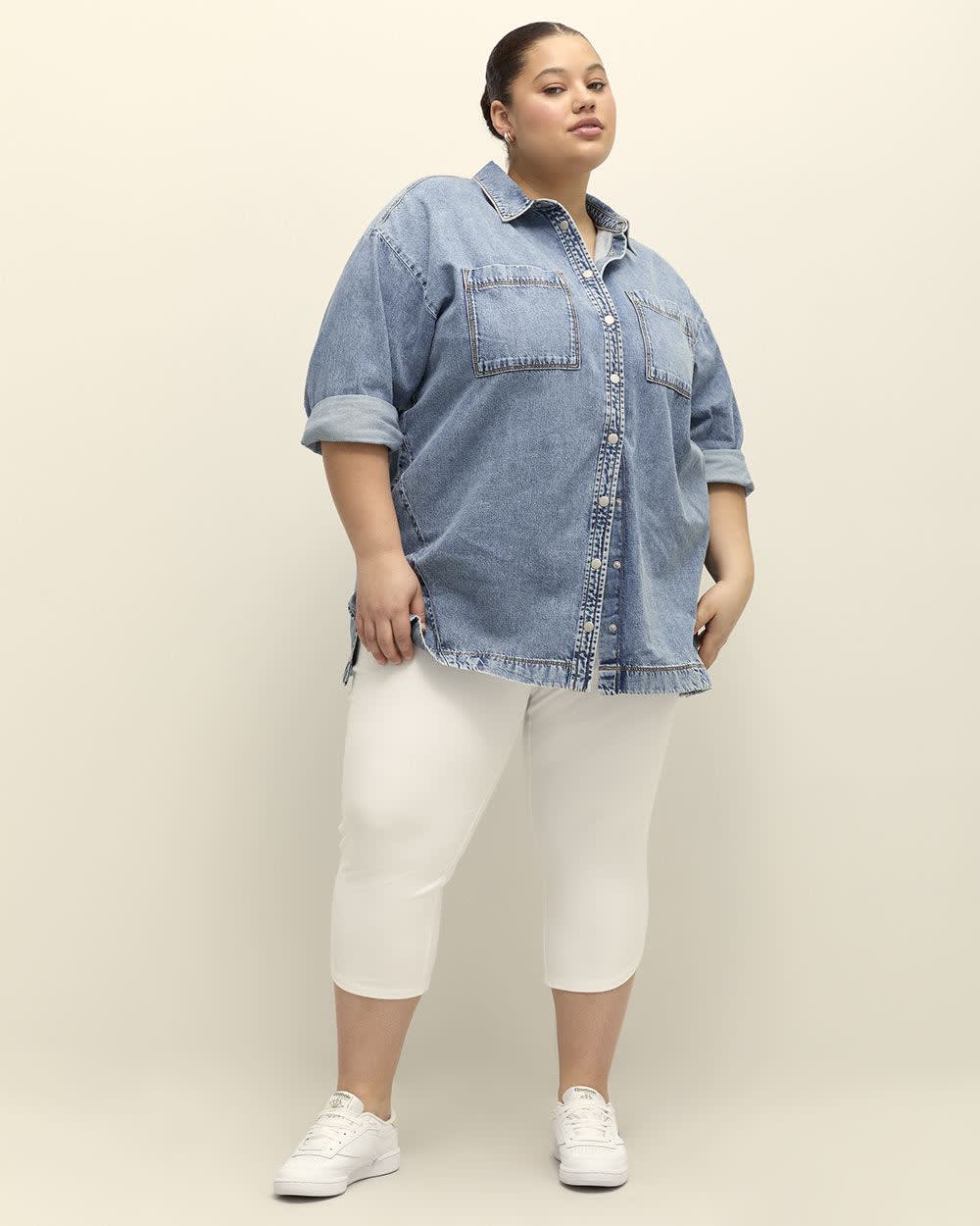White Capri Legging with Tulip Hem - PENN. Essentials Bright White 1 White Capri Legging with Tulip Hem - PENN. Essentials Bright White