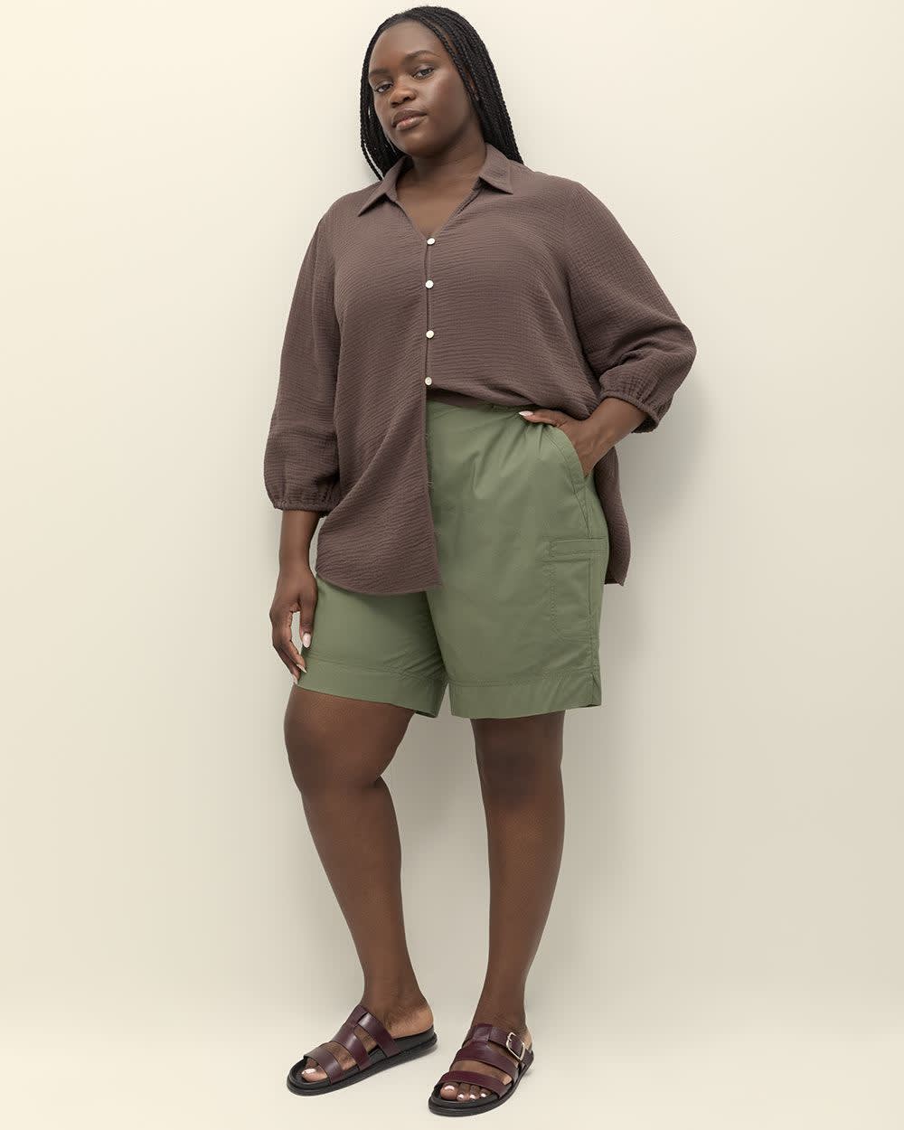 Cotton Bermuda with Ribbed Waistband Four leaf clover