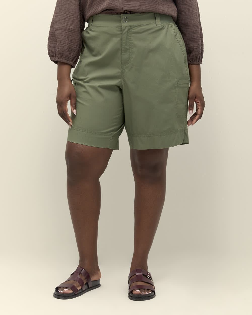 Cotton Bermuda with Ribbed Waistband Four leaf clover