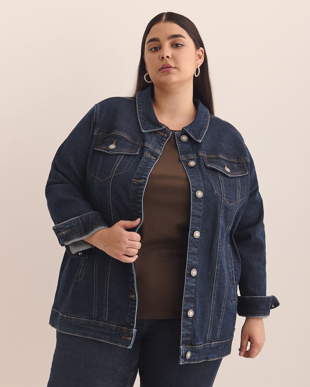 Long Trucker Denim Jacket - d/C JEANS Dark denim