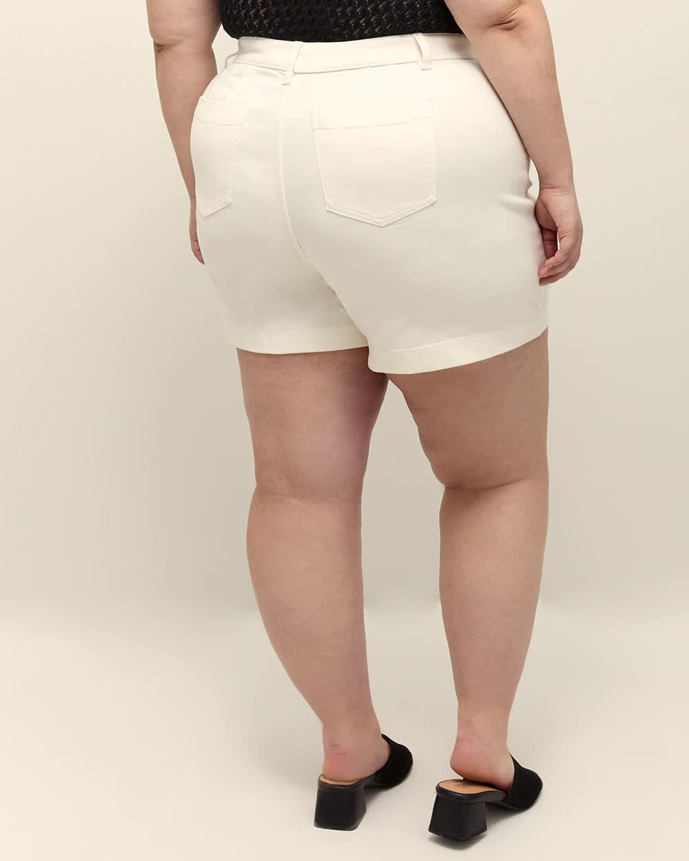 Curvy-Fit Embroidered Denim Shorts - d/C JEANS Snow white