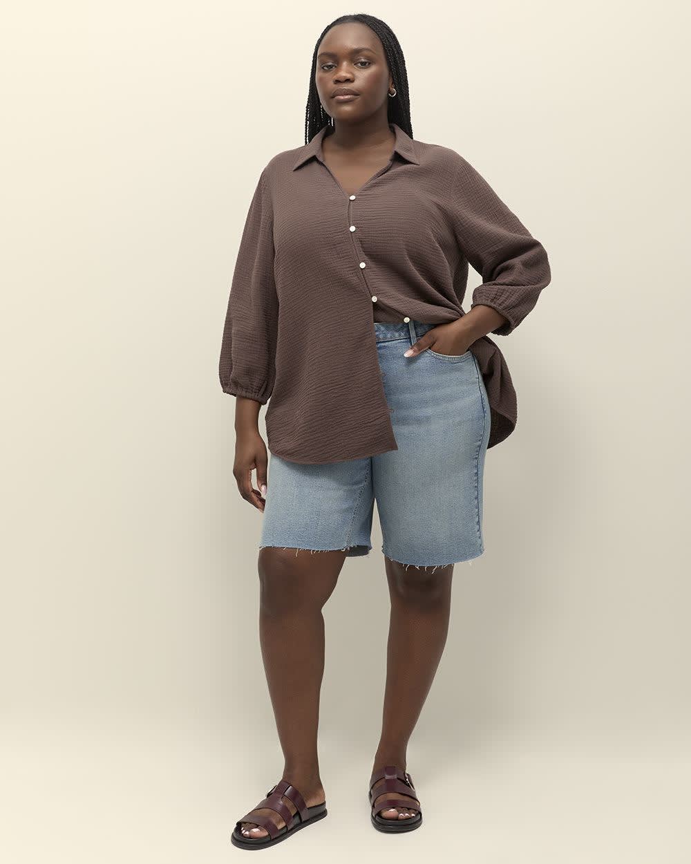 Classic-Fit Denim Bermuda Shorts - d/C JEANS Light blue denim 1 Classic-Fit Denim Bermuda Shorts - d/C JEANS Light blue denim