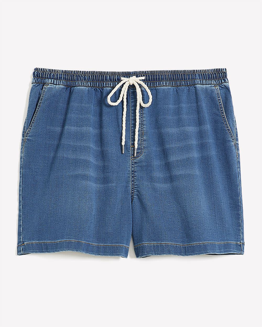 Knit-Like Denim Shorts - d/C JEANS Light Medium Blue Denim