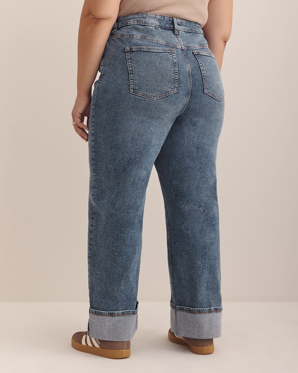 Classic-Fit High-Rise Cuffed Wide-Leg Jeans - d/C JEANS Medium blue denim 3 Classic-Fit High-Rise Cuffed Wide-Leg Jeans - d/C JEANS Medium blue denim