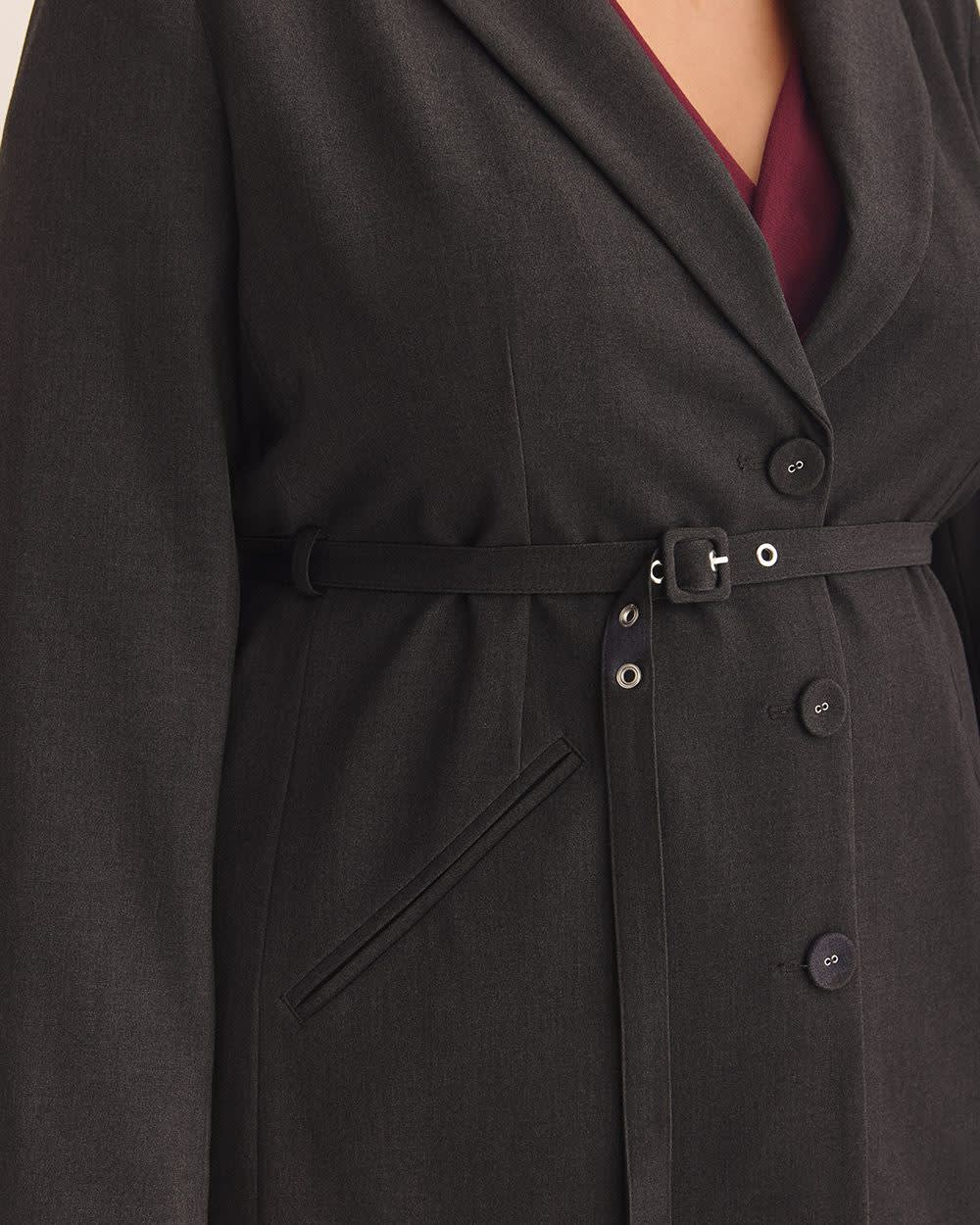 Single-Breasted Blazer with Cinching Belt Charcoal mix 4 Single-Breasted Blazer with Cinching Belt Charcoal mix