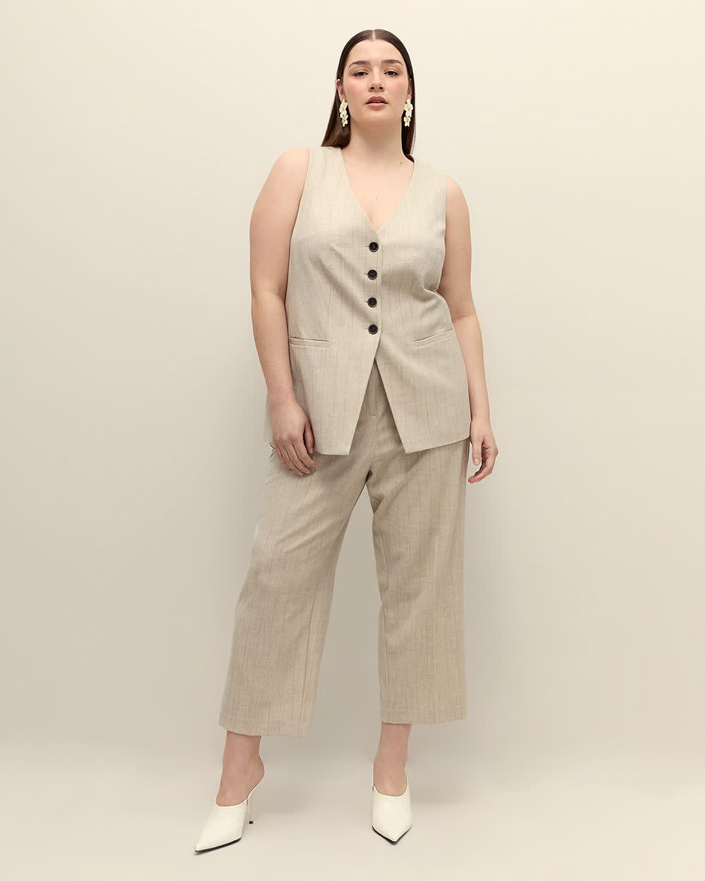 Long Sleeveless Vest - Addition Elle Caramel latte stripe 2 Long Sleeveless Vest - Addition Elle Caramel latte stripe