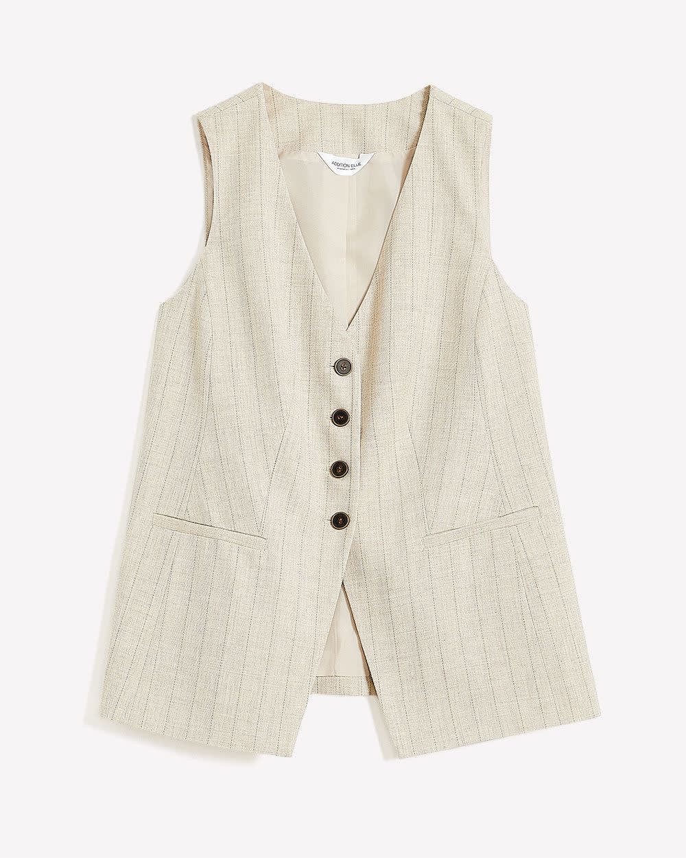 Long Sleeveless Vest - Addition Elle Caramel latte stripe 5 Long Sleeveless Vest - Addition Elle Caramel latte stripe