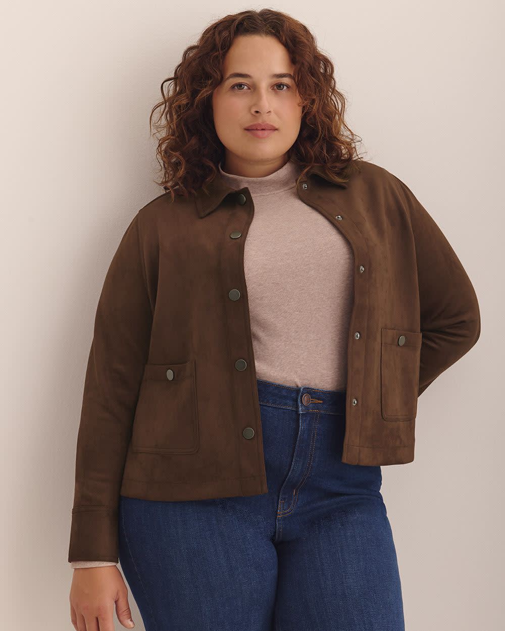 Brown Faux-Suede Jacket Chicory coffee