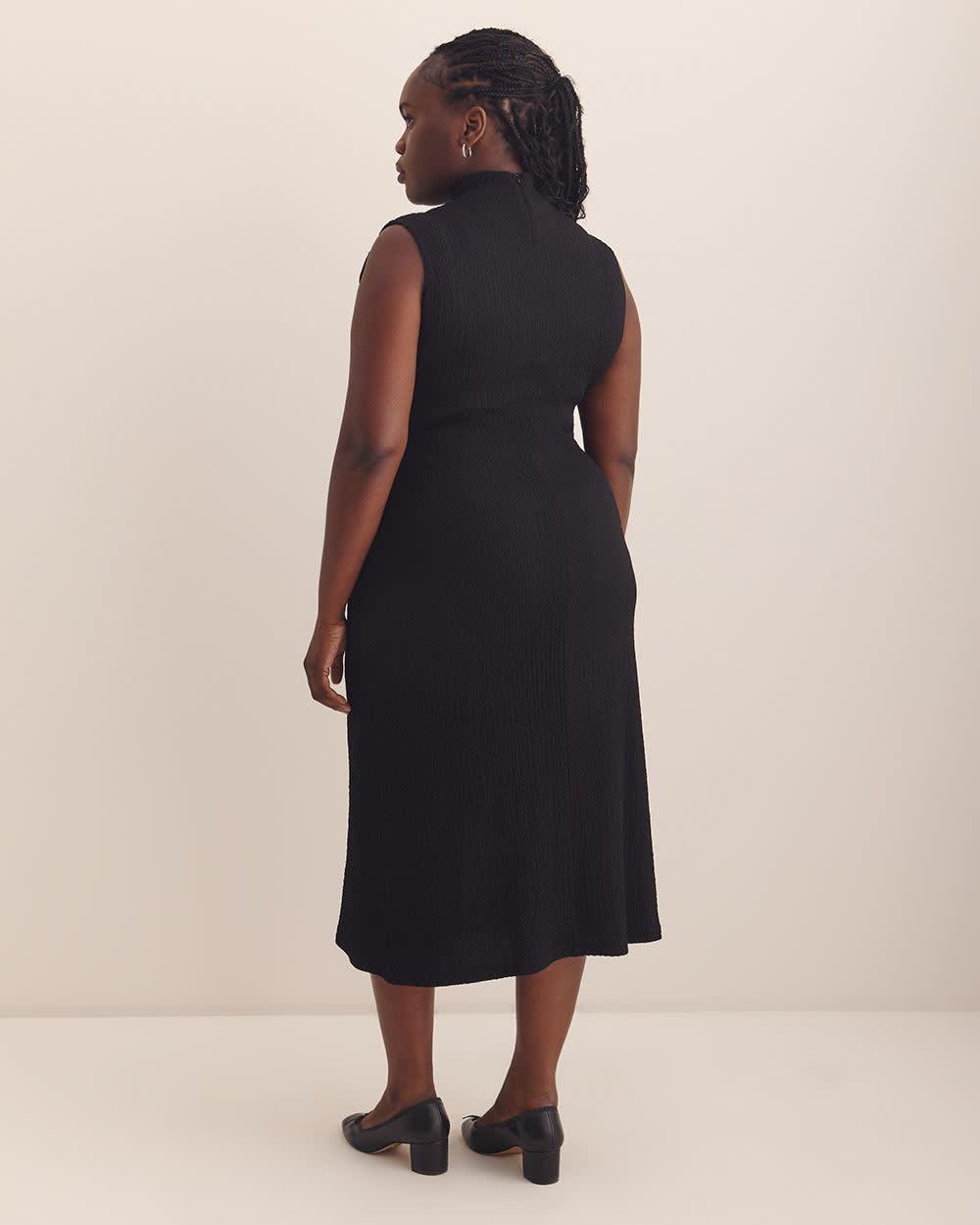 Mock-Neck Extended Sleeve Midi Dress - Addition Elle Black