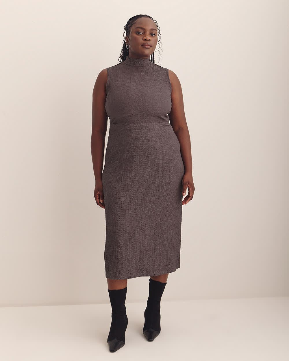 Mock-Neck Extended Sleeve Midi Dress - Addition Elle Sparrow