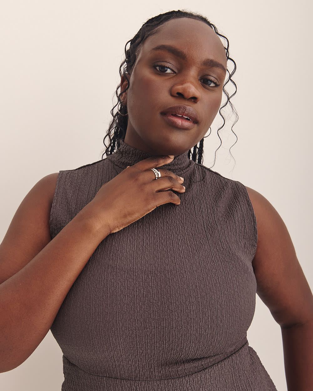 Mock-Neck Extended Sleeve Midi Dress - Addition Elle Sparrow