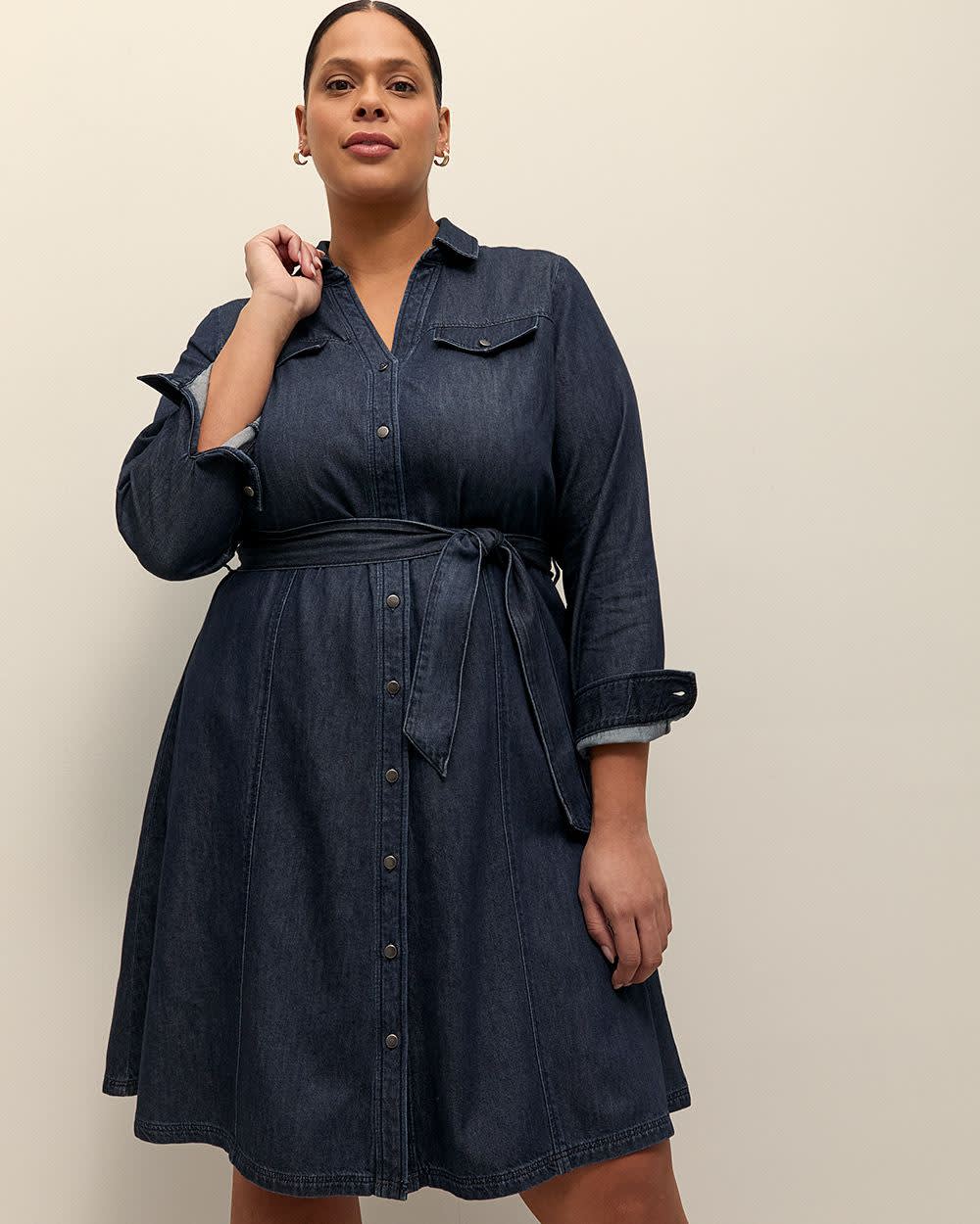 Denim Buttoned-Down Utility Dress Rinse