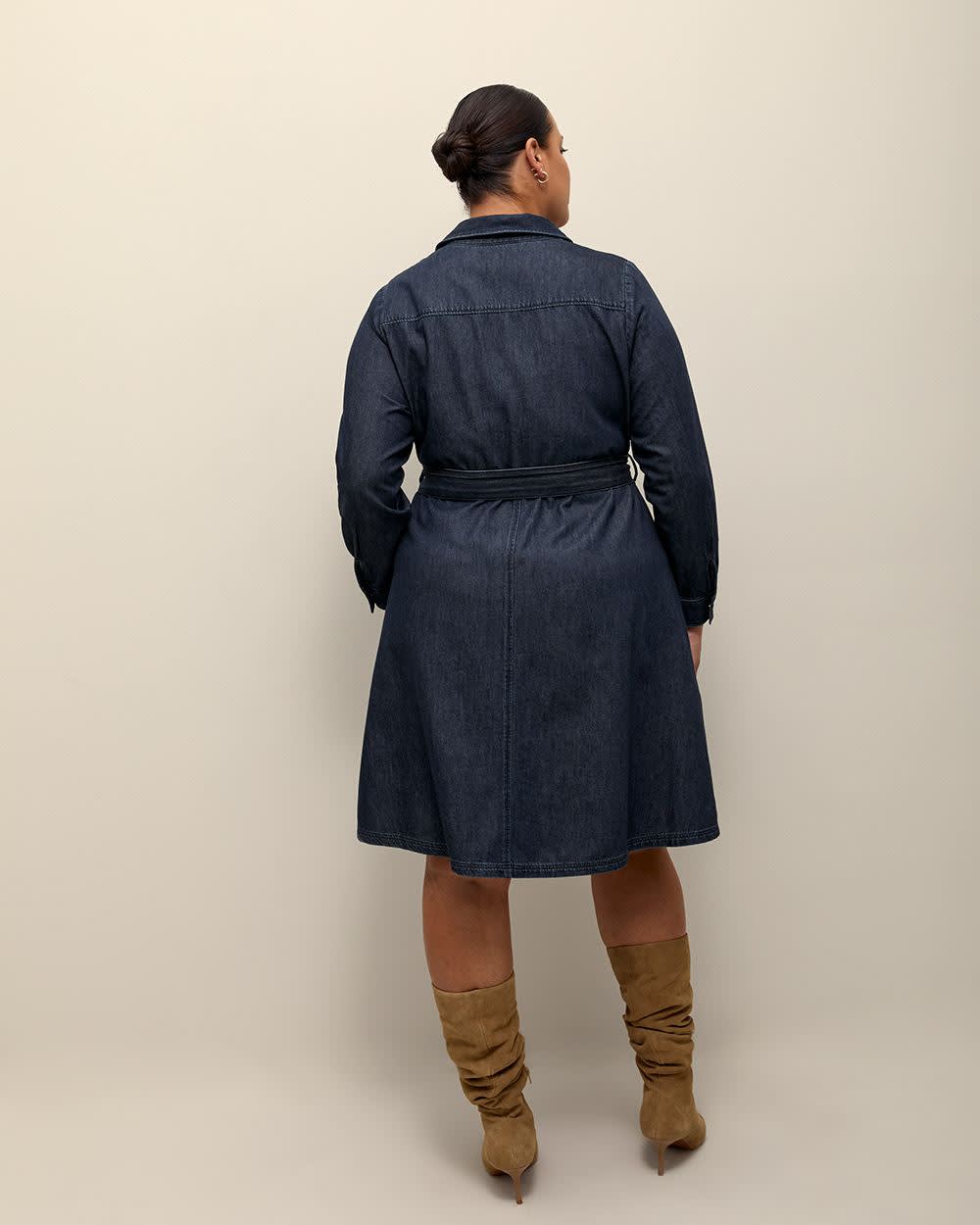 Denim Buttoned-Down Utility Dress Rinse