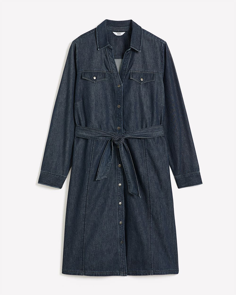 Denim Buttoned-Down Utility Dress Rinse