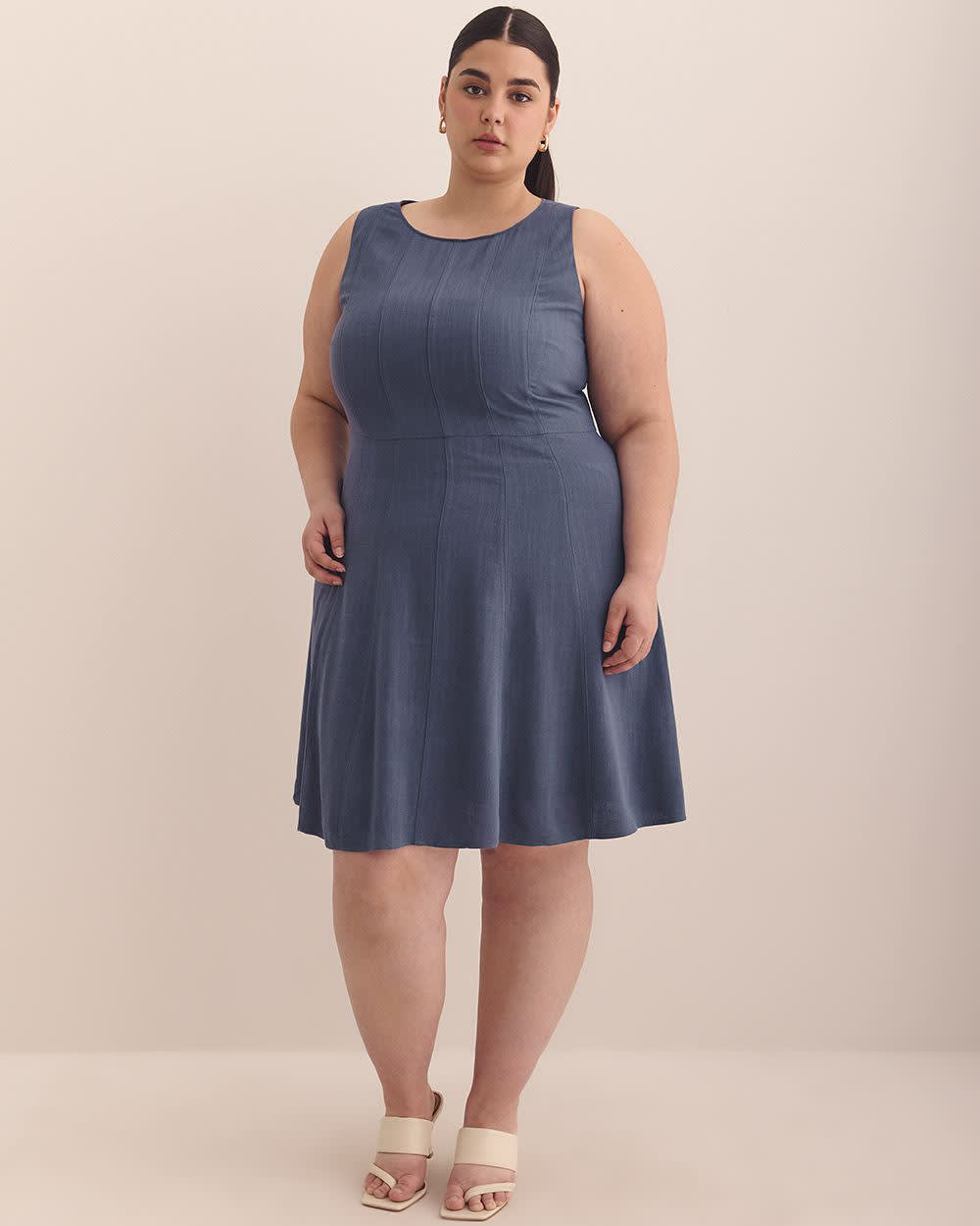 Sleeveless Fit and Flare Dress with Seam Details Night shadow blue