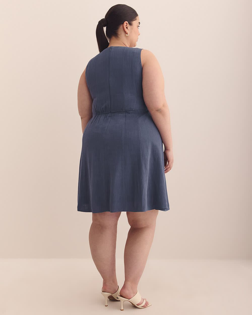 Sleeveless Fit and Flare Dress with Seam Details Night shadow blue