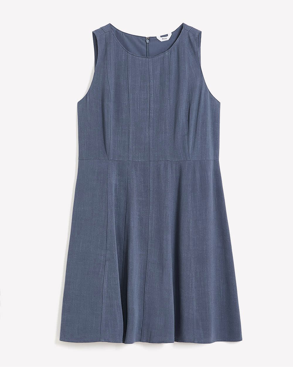 Sleeveless Fit and Flare Dress with Seam Details Night shadow blue