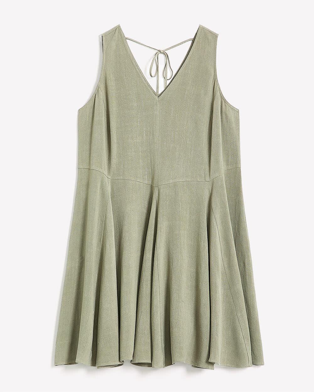 Sleeveless V-Neck Linen Blend Dress Vetiver