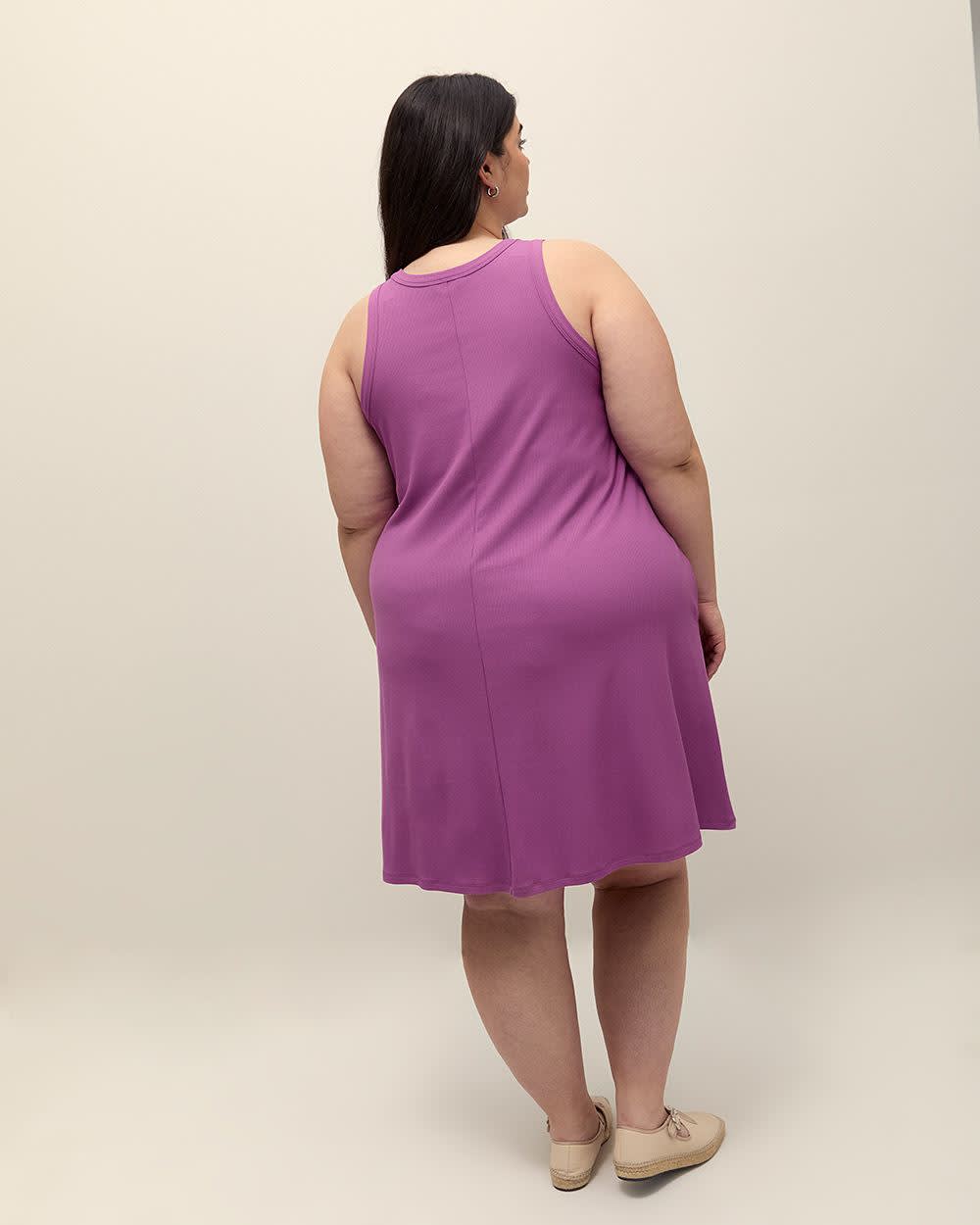 Responsible, Sleeveless Swing Halter Dress with Pockets Amethyst-