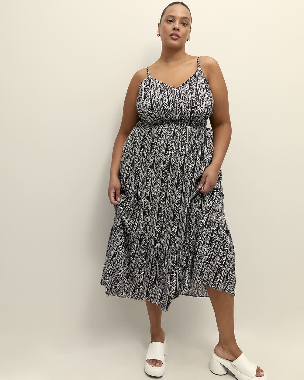Responsible, Printed Sleeveless Maxi Dress Black Printed