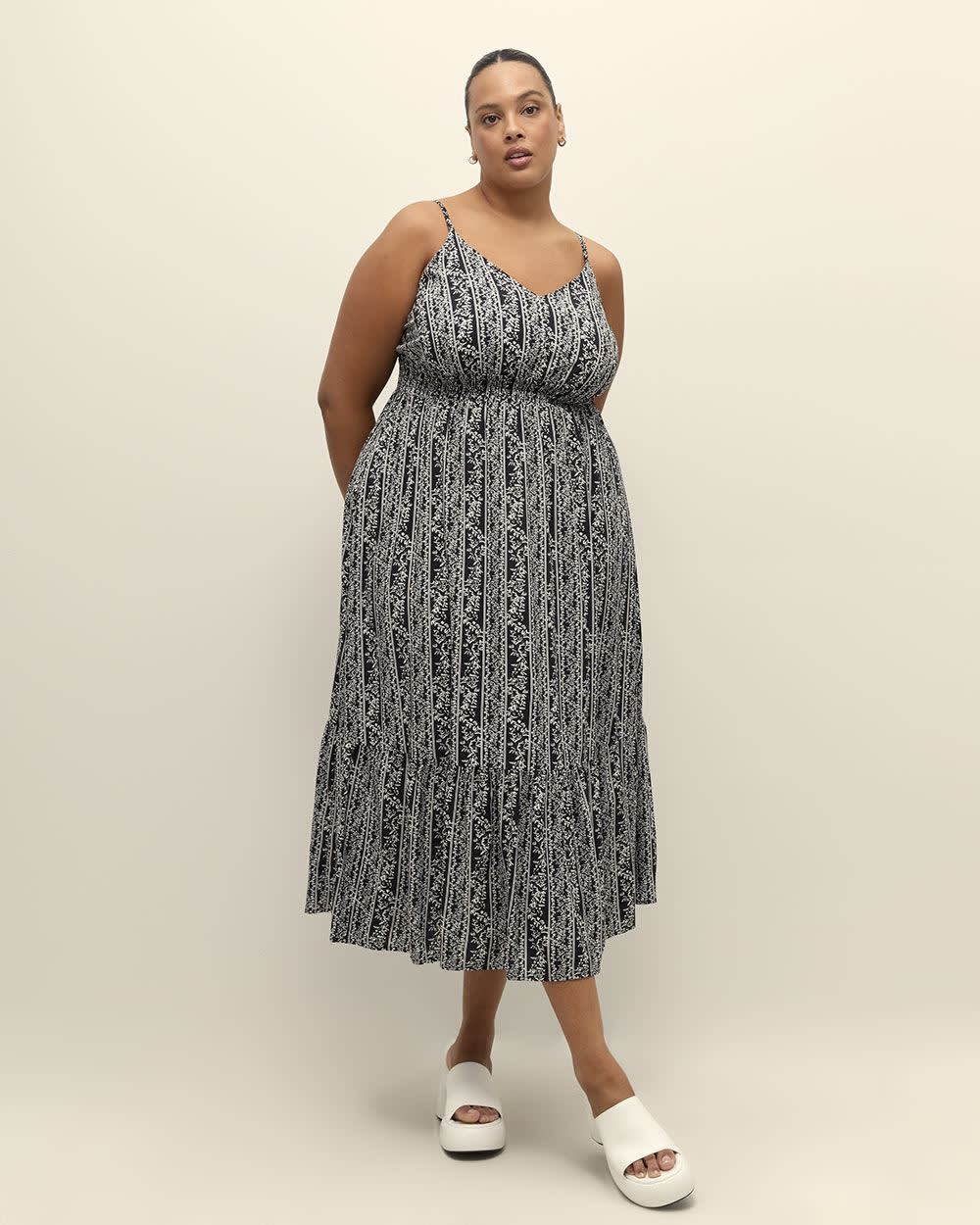 Responsible, Printed Sleeveless Maxi Dress Black Printed