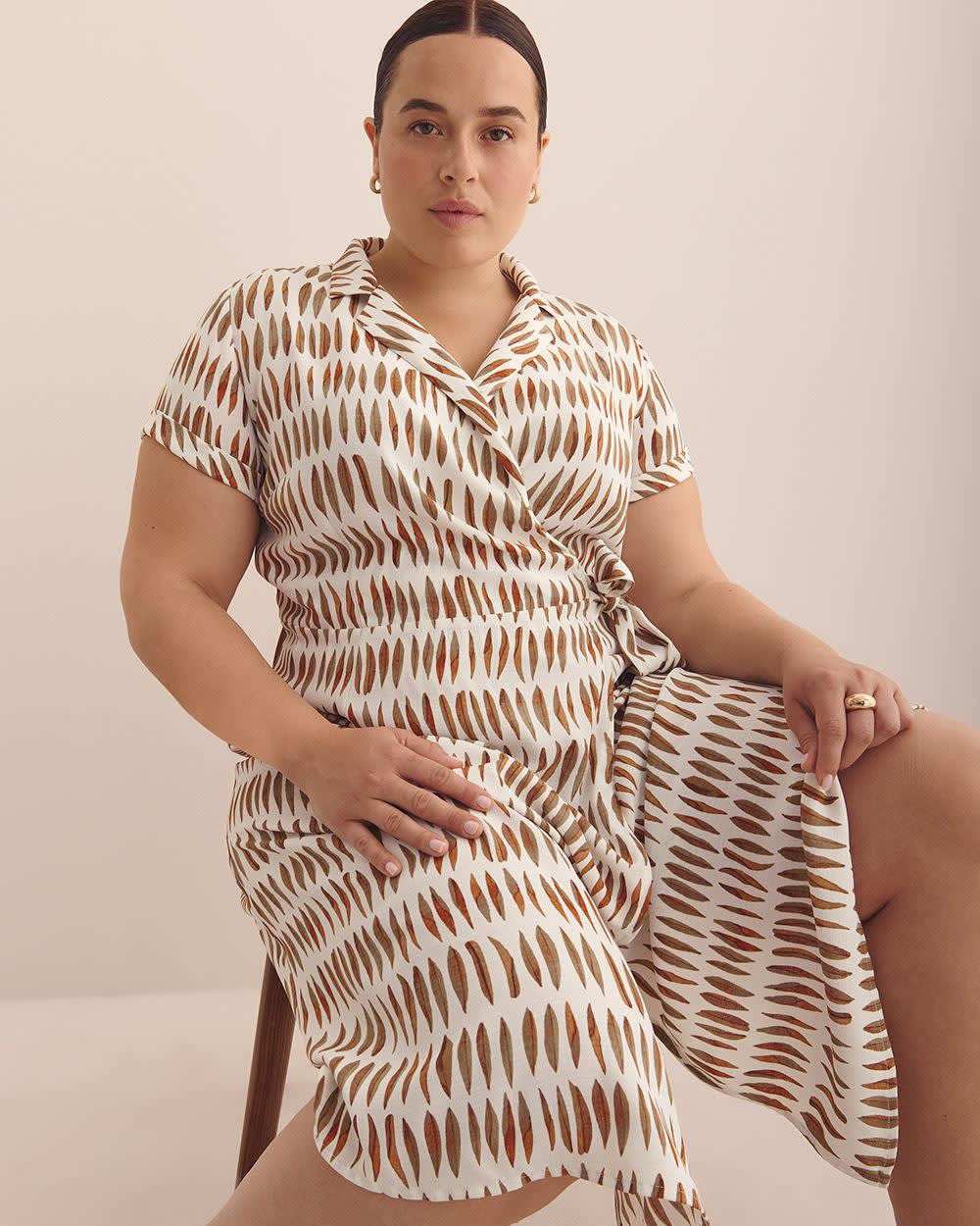 Wrap Dress with Notch Collar - Addition Elle Snow white printed 2 Wrap Dress with Notch Collar - Addition Elle Snow white printed