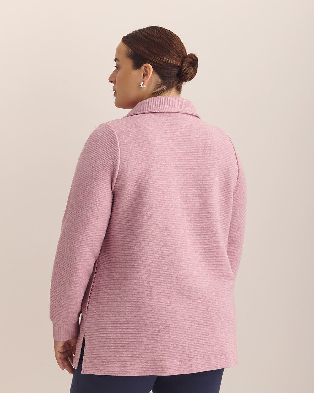 Heather Half-Zip Ottoman Tunic Sweatshirt - Active Zone Mauve shadows heather