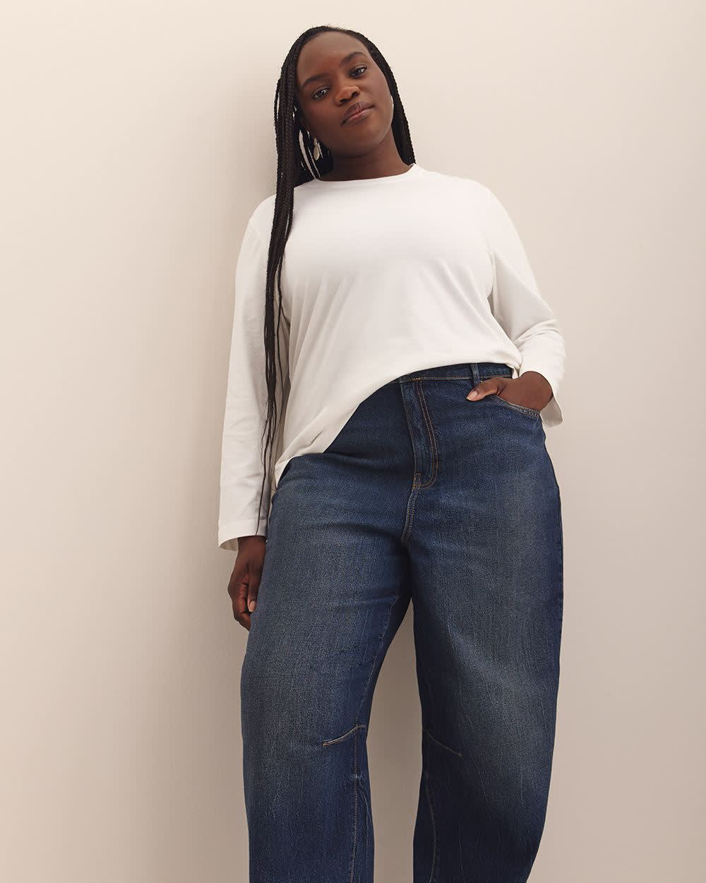 Long-Sleeve Crewneck Tee - Addition Elle - PENN. Essentials Snow white