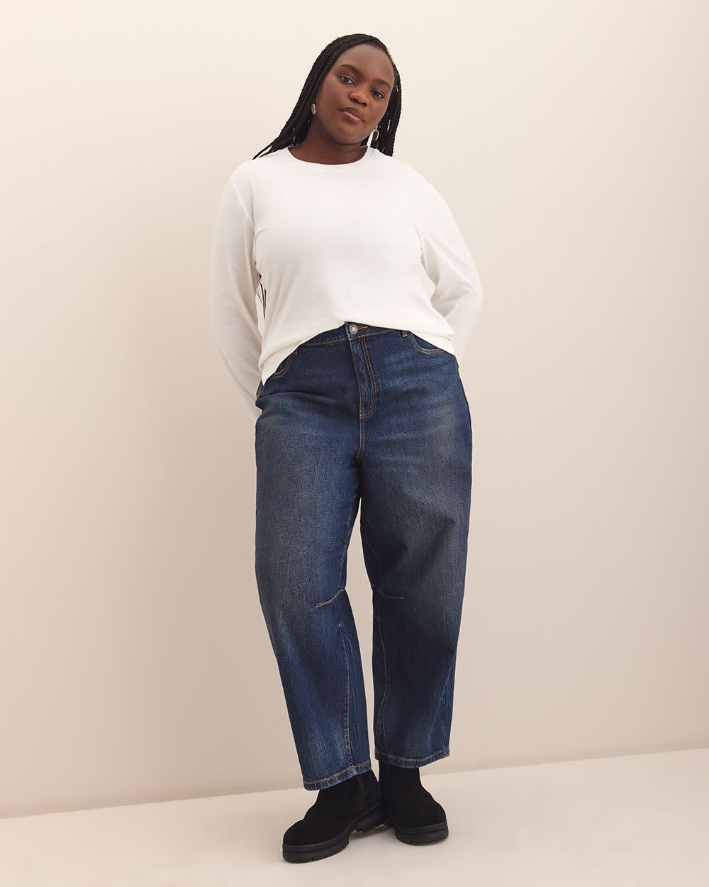 Long-Sleeve Crewneck Tee - Addition Elle - PENN. Essentials Snow white