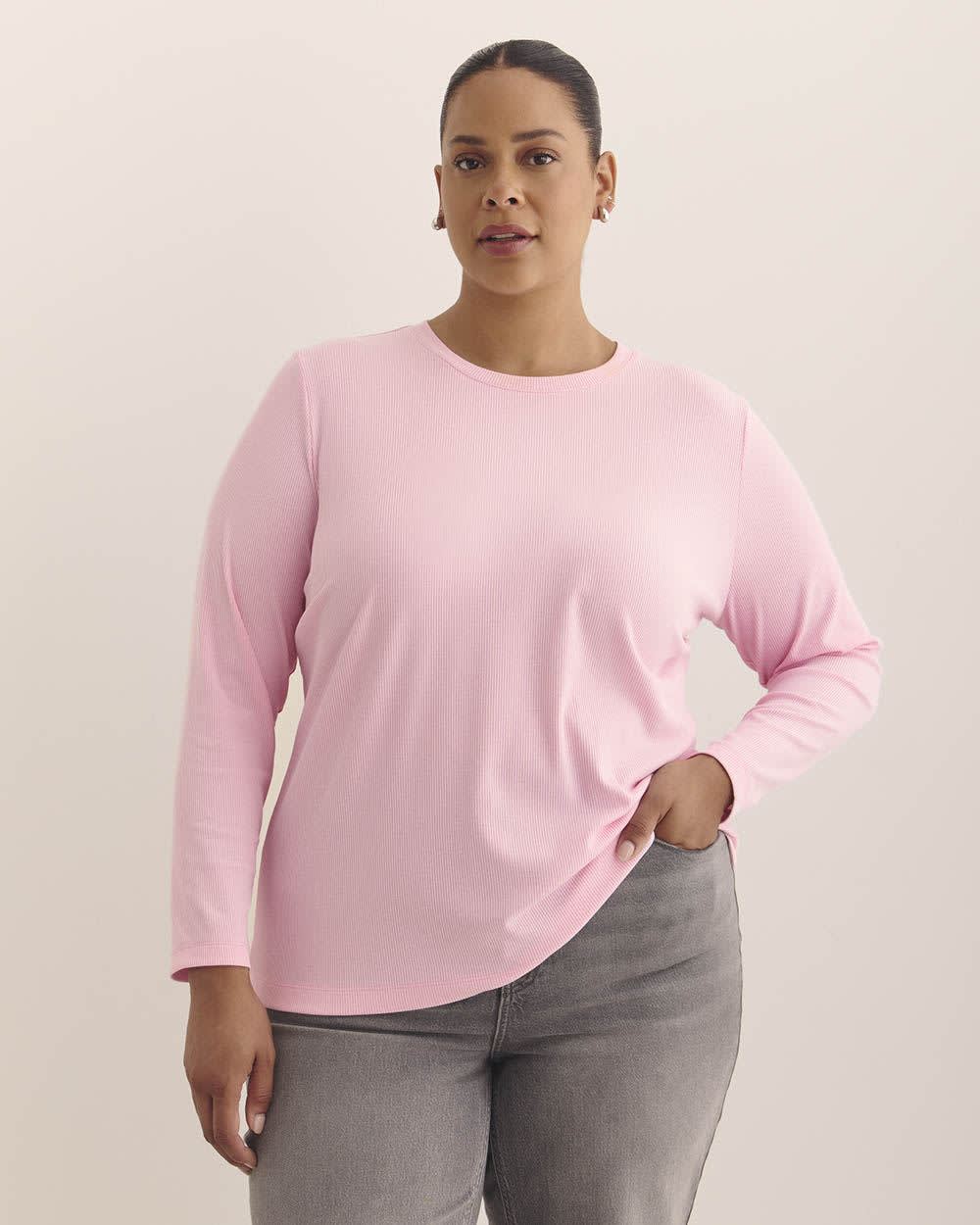Boyfriend-Fit Ribbed Knit Tee - PENN. Essentials Nosegay